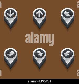 set of pointers to maps in 3d. isometric vector arrows Stock Vector