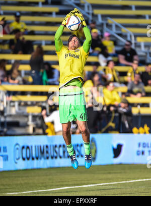 Columbus, Ohio, USA. 22nd May, 2015. Columbus Crew goalkeeper Brad Stuver (41) warms up before a regular season match between Columbus Crew SC and Chicago Fire at Mapfre Stadium in Columbus, OH. Credit:  Brent Clark/Alamy Live News Stock Photo