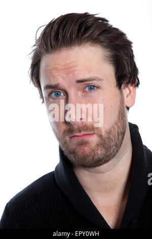 Attractive 30 years old caucasion man shot in studio isolated on a white background Stock Photo