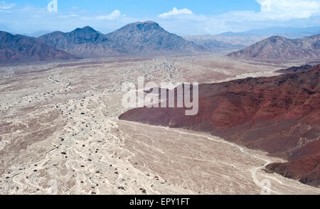 Aerial view of Peruvian Desert near Nazca and the Nazca Lines Stock Photo