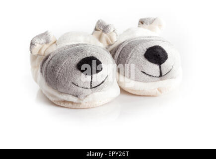 humorous doggy baby shoes isolated on a white background Stock Photo