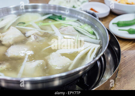 Korea style chicken in soup Stock Photo