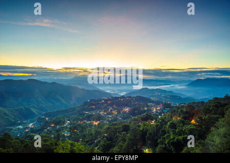 Blue hour of Mines View Park, Baguio Stock Photo