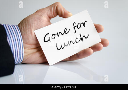 Business man hand writing Gone for lunch Stock Photo