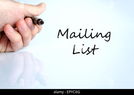 Pen in the hand isolated over white background Mailing list concept Stock Photo