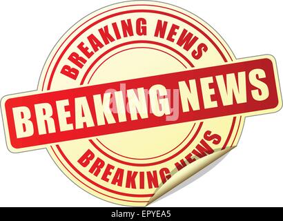illustration of breaking news sticker on white background Stock Vector