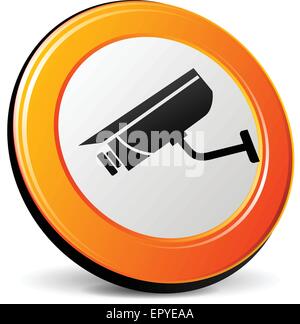 illustration of camera suveillance 3d design orange icon Stock Vector