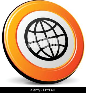 illustration of globe 3d design orange icon Stock Vector