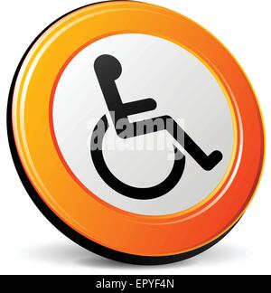 illustration of wheelchair 3d design orange icon Stock Vector