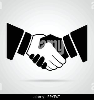 illustration of black handshake icon on white background Stock Vector