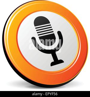 illustration of microphone 3d design orange icon Stock Vector