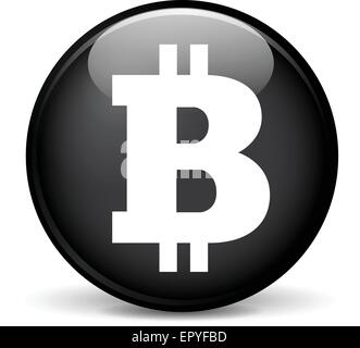 Illustration of bitcoin modern design black sphere icon Stock Vector