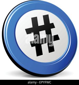 illustration of hashtag 3d blue design icon Stock Vector