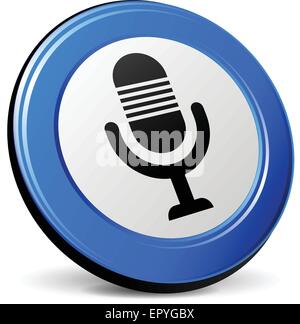 illustration of microphone 3d blue design icon Stock Vector