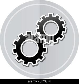 Illustration of gears sticker icon simple design Stock Vector