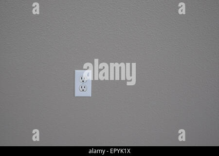US electrical plug socket jack on gray background Stock Photo
