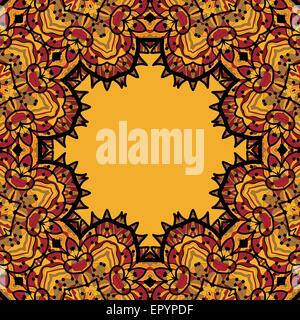 Oriental mandala frame border for text. Copyspace in the center. Vintage design elements. Stock Vector