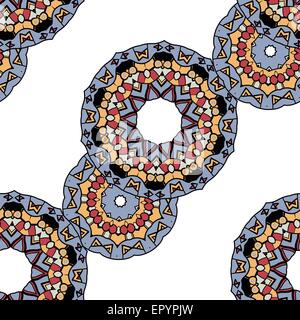 Gray mandalas in line over white background. Tribal seamless tiles vector design Stock Vector