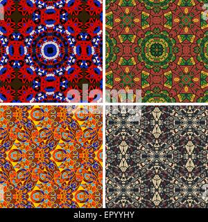 Mandala seamless vector pattern oriental geometrical texture set of four Stock Vector