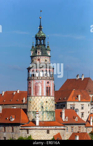 Cesky Krumlov castle tower Stock Photo