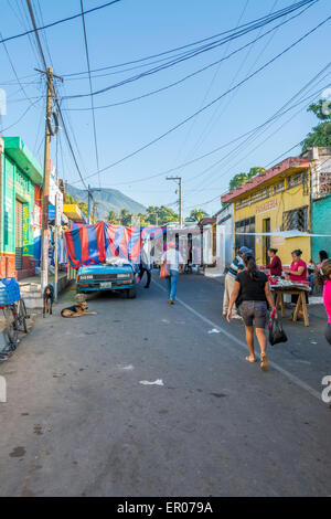 Street market in Guazacapan Guatemala Stock Photo