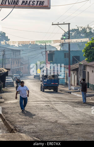 People on a street in Guazacapan Guatemala Stock Photo