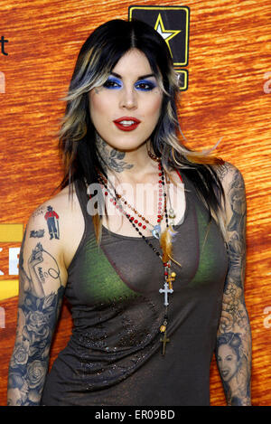 Tattoo artist Kat Von D in the audience on the opening night of the