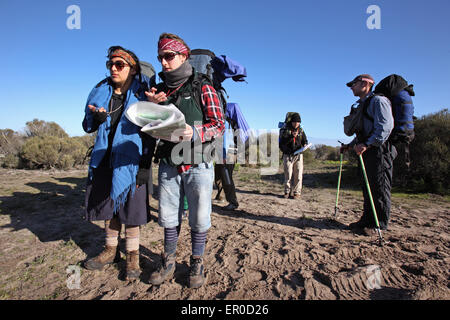 Bushwalking guide training in Little Desert National Park. Victoria, Australia. Stock Photo