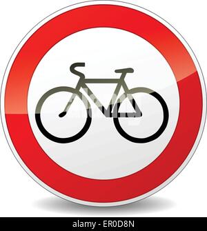 Illustration of bicycle round sign on white background Stock Vector