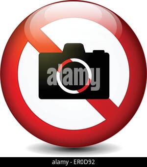 Illustration of no camera round sign on white background Stock Vector