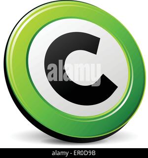 Illustration of green copyright icon on white background Stock Vector