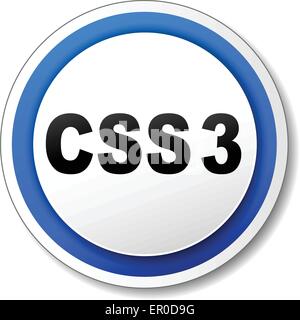 Illustration of white and blue css three icon Stock Vector