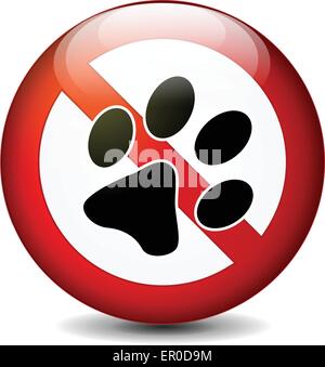 Illustration of no pets round sign on white background Stock Vector