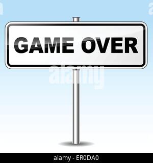 Illustration of game over sign on sky background Stock Vector