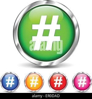 Illustration of hashtag icons set on white background Stock Vector