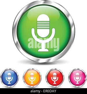 Illustration of microphone icons set on white background Stock Vector
