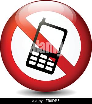 Illustration of no phone round sign on white background Stock Vector