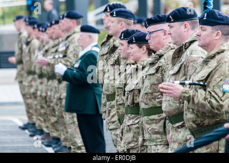 Carrickfergus, Northern Ireland. 23rd May, 2015. Soldiers on parade to celebrate the formation of the newest regiment in the British Army - the Scottish and North Irish Yeomanry Credit:  Stephen Barnes/Alamy Live News Stock Photo