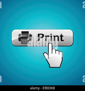 Illustration of print web button on blue background Stock Vector