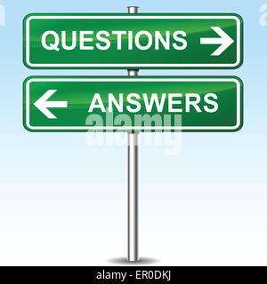 Illustration of questions and answers green sign Stock Vector