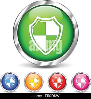 Illustration of shield icons set on white background Stock Vector