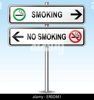 Illustration of smoking and no smoking directional sign Stock Vector
