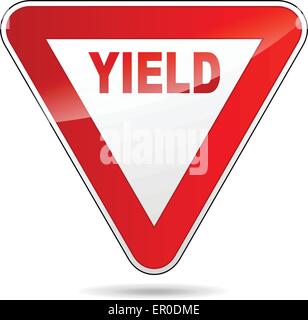 Illustration of yield sign on white background Stock Vector