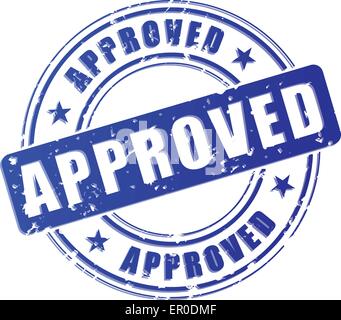 Illustration of approved blue stamp on white background Stock Vector