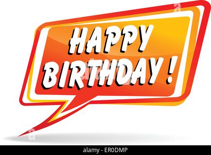 Illustration of happy birthday orange speech on white background Stock Vector