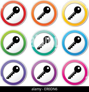 Illustration of key icons various colors set Stock Vector