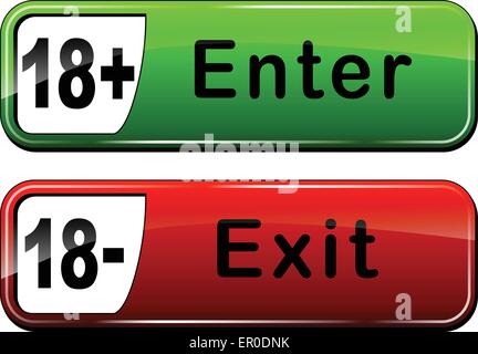 Illustration of enter and exit web buttons Stock Vector