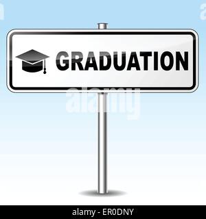Illustration of graduation sign on sky background Stock Vector