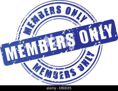 Illustration of members only blue stamp on white background Stock Vector