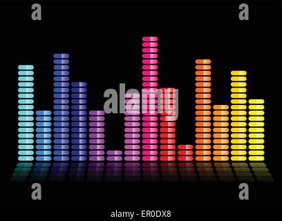 Illustration of colorful music equalizer on black background Stock Vector